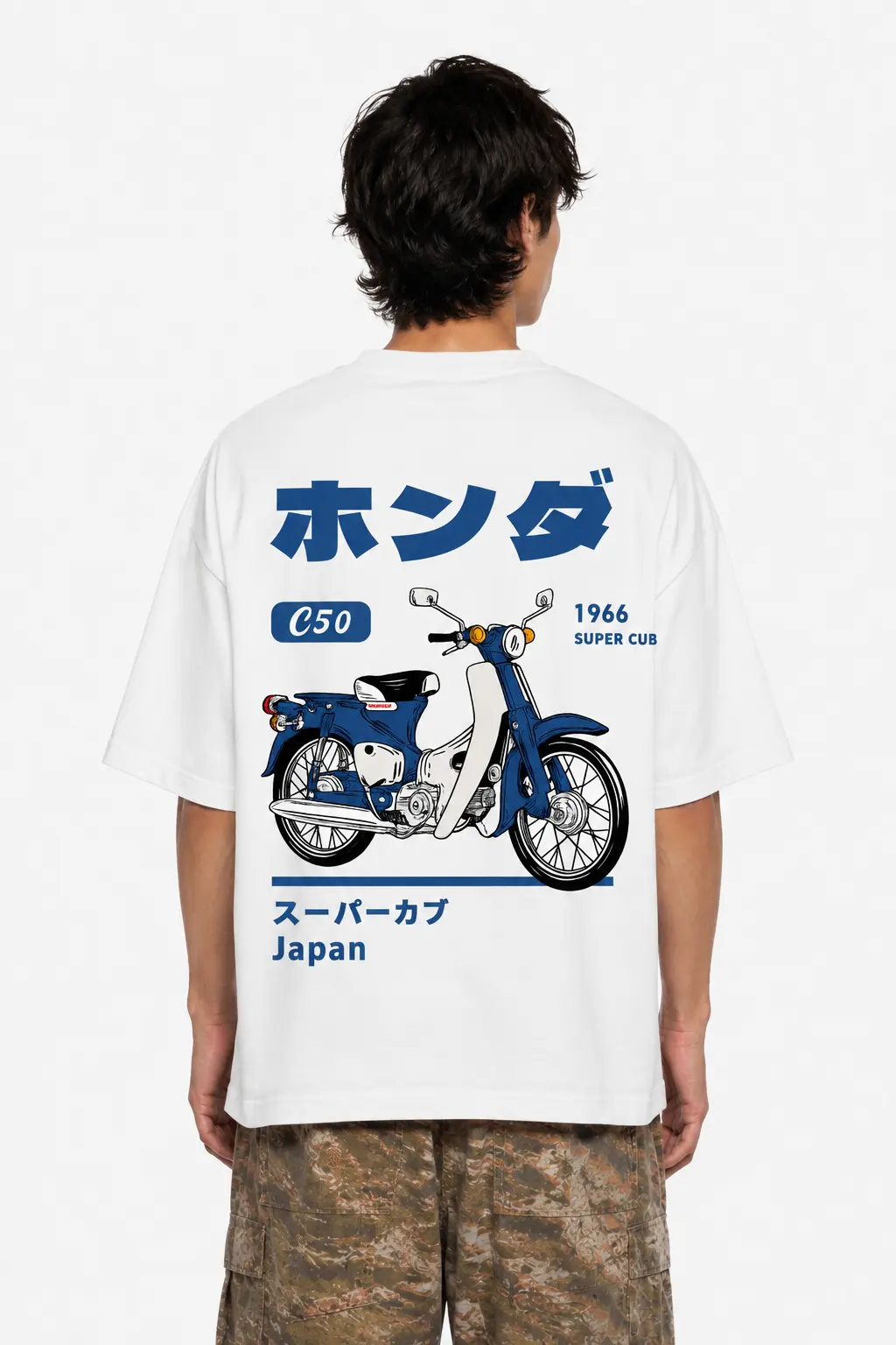 Honda Super Cub 1966 Japanese Oversized Tee – White