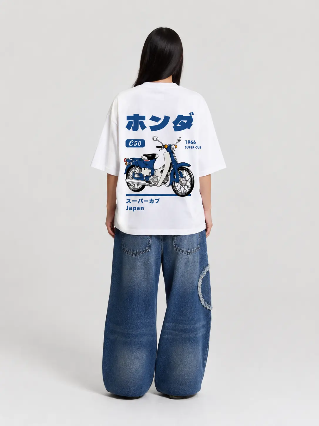 Honda Super Cub 1966 Japanese Oversized Tee – White - alt